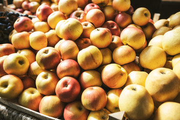 organic apples ready for sale at local farmers market