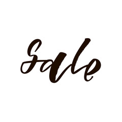 Sale hand lettering text. Design print for flyer, poster, shopping, for selling sign, discount, marketing, shoping, banner, web, header.  Vector illustration