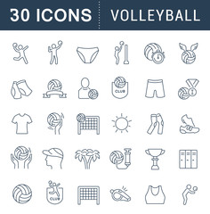 Set Vector Line Icons of Volleyball.