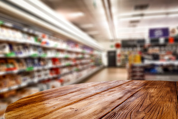 Desk of free space and shop interior. 