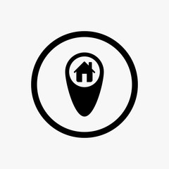 Map pointer vector icon, Home location, Map home icon, vector illustration. Flat design style. 