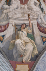 Virtue faith, fresco by Bernardino Poccetti Ospedale degli Innocenti - Exterior arcade, Florence, Italy