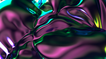 Fototapeta na wymiar 3d rendering. Abstract cloth background. Holographic oil.