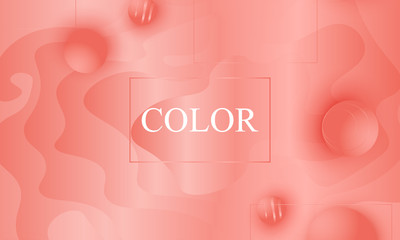 Coral color background. Fluid shapes pattern.