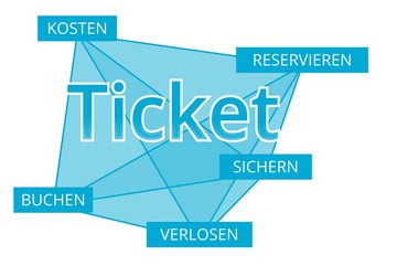 Ticket - Begriffe verbinden, Farbe blau