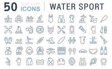 Set Vector Line Icons of Water Sport.
