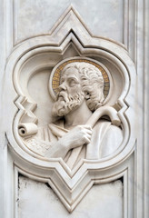 Jesse, relief on the facade of Basilica of Santa Croce (Basilica of the Holy Cross) - famous Franciscan church in Florence, Italy