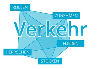 Verkehr - Begriffe verbinden, Farbe blau