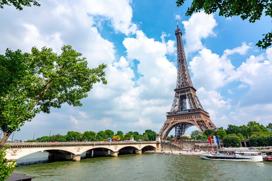 Eiffel Tower and Pont d'Iéna bridge, Paris, France