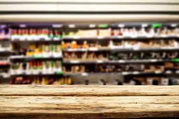 Desk of free space and shop interior. 