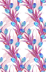 fashion seamless texture with tulips. watercolor painting