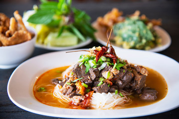 Spicy Northern Thai style noodle set - Thai food concept