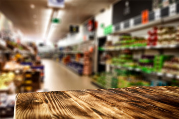 Fototapeta premium Desk of free space and shop interior. 