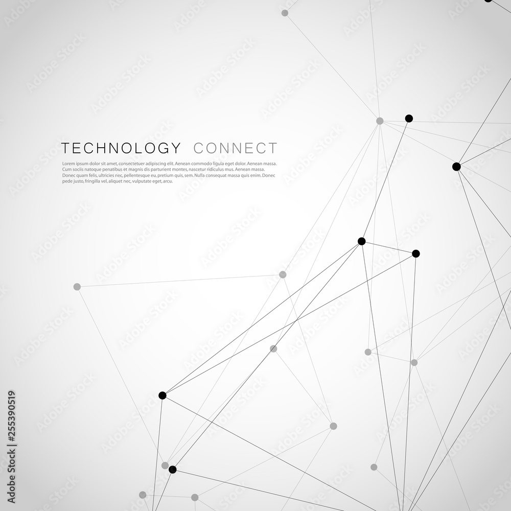 Poster Vector connected lines and dots. Science and technology and network background