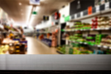 Desk of free space and shop interior. 