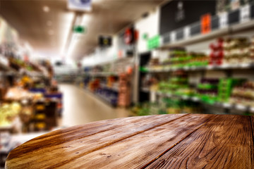 Desk of free space and shop interior. 