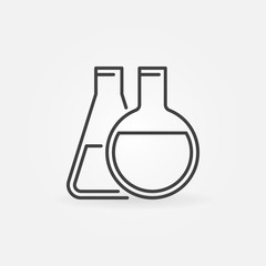 Laboratory glassware icon - vector Conical and Round-bottom flask concept symbol in thin line style