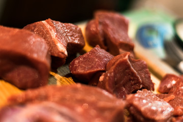 Fresh raw meat. Sliced raw veal