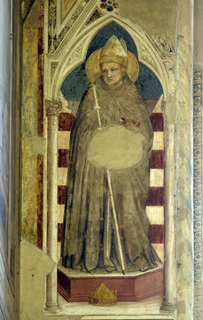 St. Louis of Toulouse, frescoes by Gioto in the Bardi Chapel&lrm;&lrm;, Basilica of Santa Croce (Basilica of the Holy Cross) in Florence, Italy
