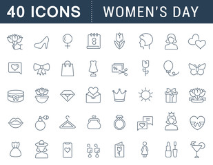 Set Vector Line Icons of Women's Day.