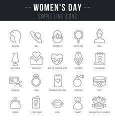 Set Vector Line Icons of Women's Day.