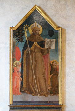 Saint Bonaventure Between Two Angels, Work By Domenico Di Michelino, Basilica Di Santa Croce In Florence, Italy