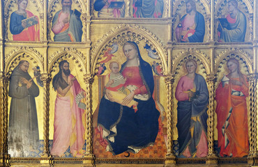 Madonna and Child with Saints (1379), by Giovanni del Biondo, Rinuccini altarpiece, Basilica di...