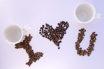 Coffee beans and cups decoration