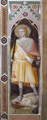 Obraz premium David holding Goliath's Head, fresco by Taddeo Gaddi, Baroncelli Chapel in the Basilica di Santa Croce in Florence, Italy