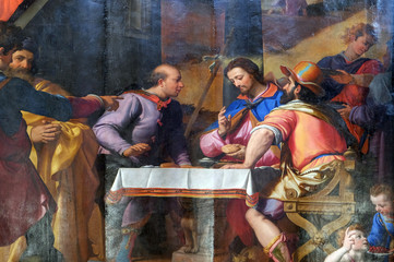 Obraz na płótnie Canvas Supper at Emmaus by Santi di Tito, Basilica of Santa Croce (Basilica of the Holy Cross) in Florence, Italy
