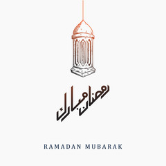 hand drawn ramadan kareem with lantern