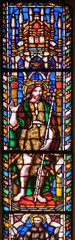 Saint John the Baptist, stained glass window in the Basilica di Santa Croce (Basilica of the Holy Cross) - famous Franciscan church in Florence, Italy