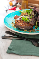 fondant beef paleron and its juice at the winemaker