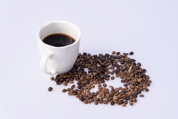 Coffee beans and cups decoration