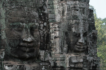 Fototapeta na wymiar buddha faces in angkor cambodia