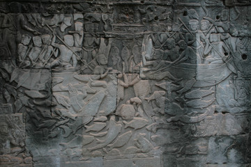 Carvings at the Bayon Temple, Angkor Wat