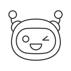 Winking robot emoji linear icon