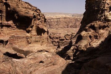 Petra is a famous archaeological site in Jordan's southwestern desert. Dating to around 300 B.C.