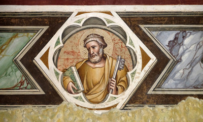 Fototapeta premium Saint Peter, fresco in the Santa Maria Novella Principal Dominican church in Florence, Italy