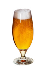 Glass of beer isolated on the white background