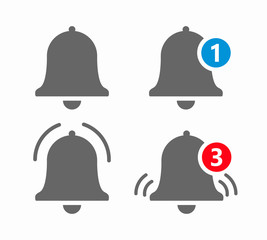 Set icon for incoming inbox message. Notification Vector Icon of bell. Vector sign for alarm clock and smartphone application alert. EPS10