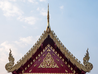 Fototapeta premium Carved floral pattern on the gable.