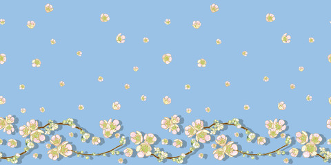 Blue border with cherry blossom.