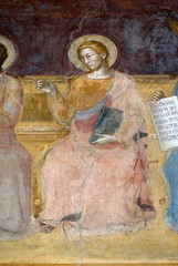 St. Luke Evangelist, detail of the Triumph of St. Thomas Aquinas, fresco by Andrea di Buonaiuto,...