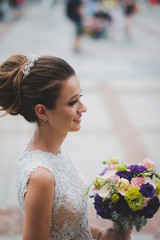 bride with bouquet of flowers