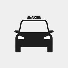 Obraz premium Taxi car isolated on white background. Cab, automobile. City passenger transport. Vector flat illustration.
