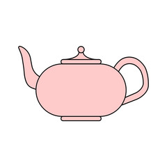 Vintage porcelain teapot icon isolated on white background. Chinese kettle. Tea party concept. Time for breakfast. Vector flat design