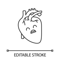 Sad human heart anatomy linear icon