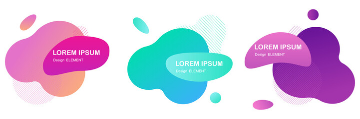 Abstract geometric modern elements. Gradient liquid shapes for banner. Vector flat design