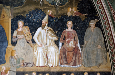 Detail of the Active and Triumphant Church fresco by Andrea Di Bonaiuto, Spanish Chapel in Santa Maria Novella church in Florence